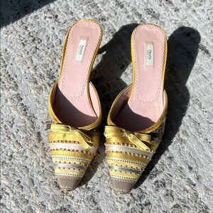 Prada satin bow mules kitten heels size 37.5